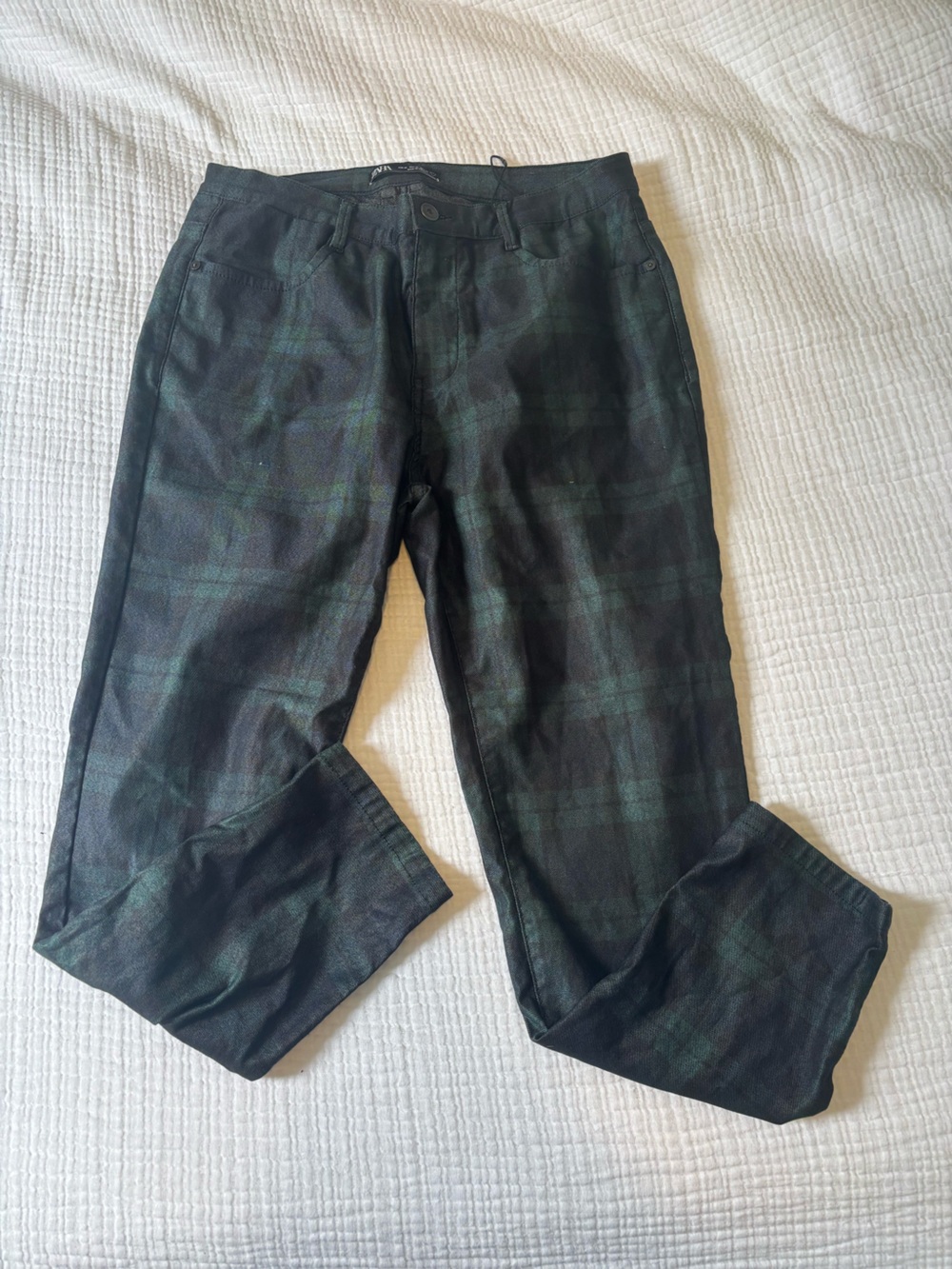 Zara Black and Green Plaid Men's Pants